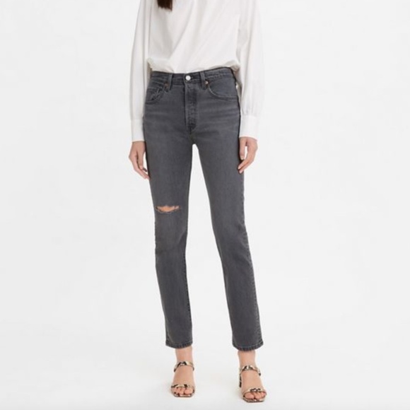 NWT Levi's Premium 501 SKINNY WOMEN'S JEANS dark grey - 25 - Picture 1 of 9